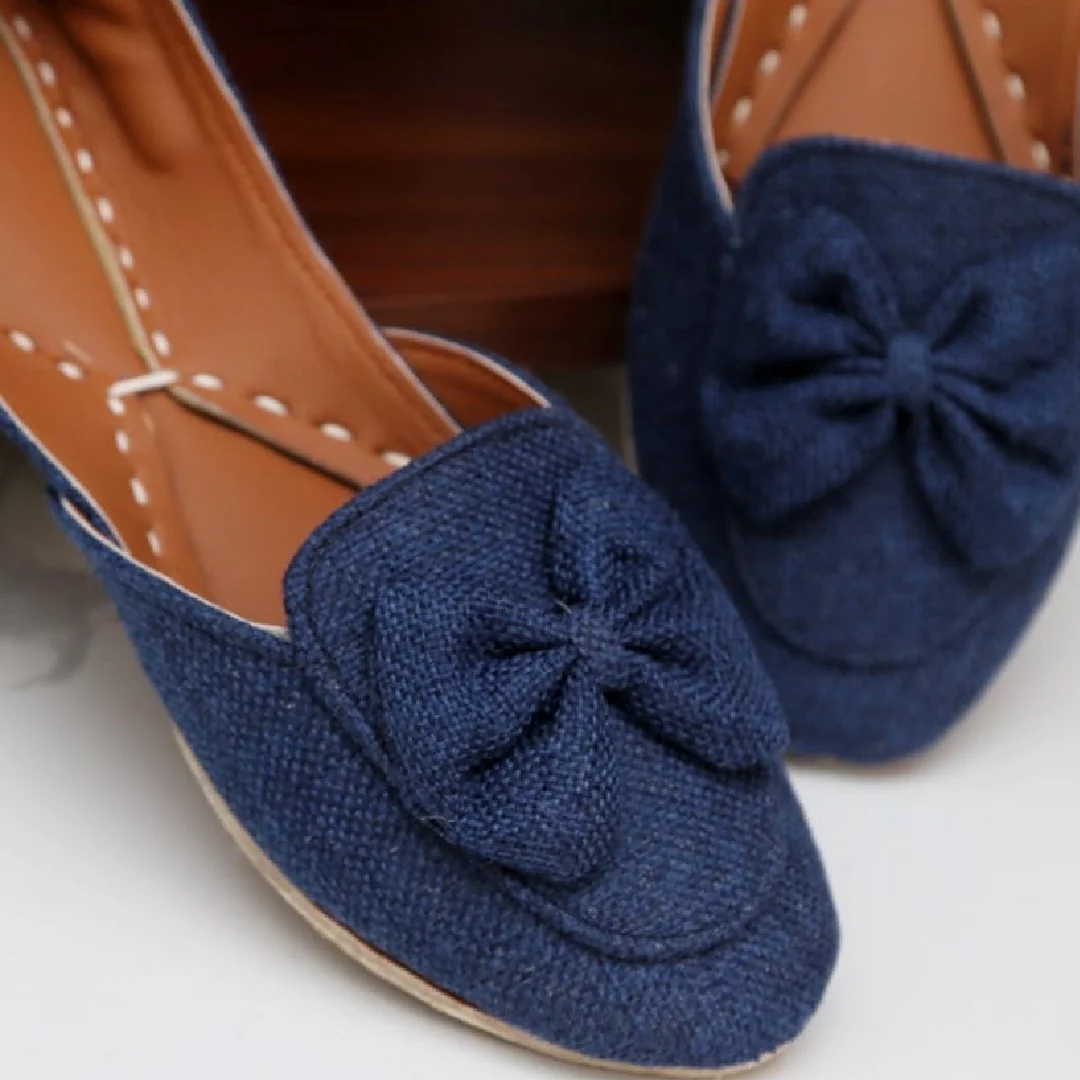 Bow jute loafers (Blue) - Image 3